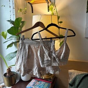 Topshop Tan Gingham Women Shorts